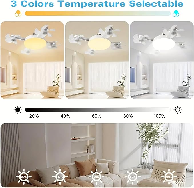 Ceiling light fixture with selectable color temperature in a living room setting.