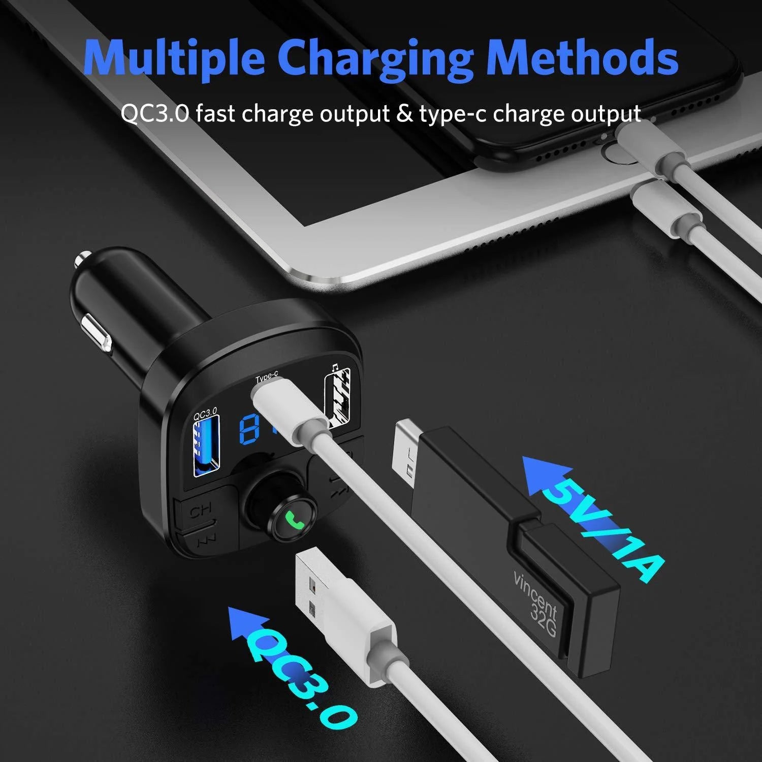 Car MP3 Bluetooth FM Transmitter – USB Charger with FM Modulator | Emirazaar UAE