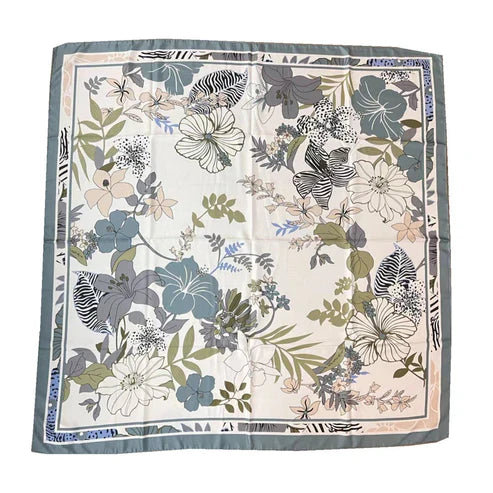 110cm Floral Twill Silk Scarf for Women – Elegant Korean Style Imitation Silk Shawl | Emirazaar UAE
