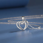 925 Sterling Silver Double Heart-Shaped Necklace for Women Summer