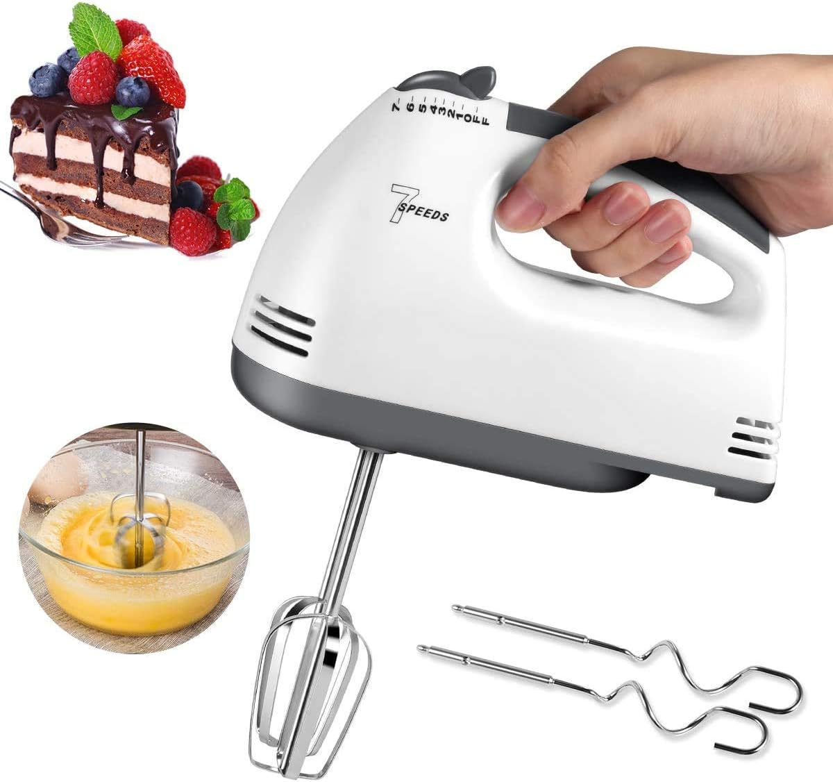 Super Hand Mixer 7-Speed Electric with Stainless Steel Attachments – UAE Baking Essential