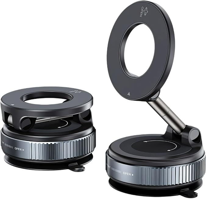 Set of black camera lens accessories on a white background
