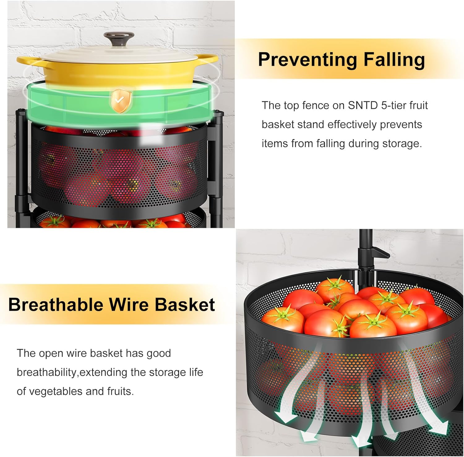 360° Rotating Fruit & Vegetable Basket Bowls with Wheels | Emirazaar