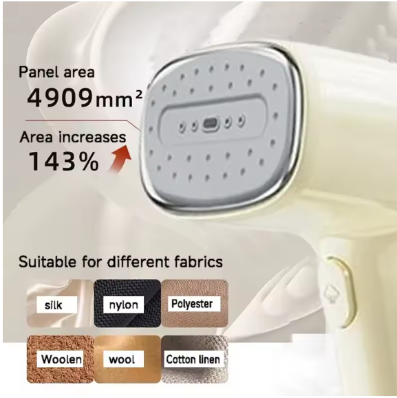 Textured panel with measurement details and fabric compatibility on a white background