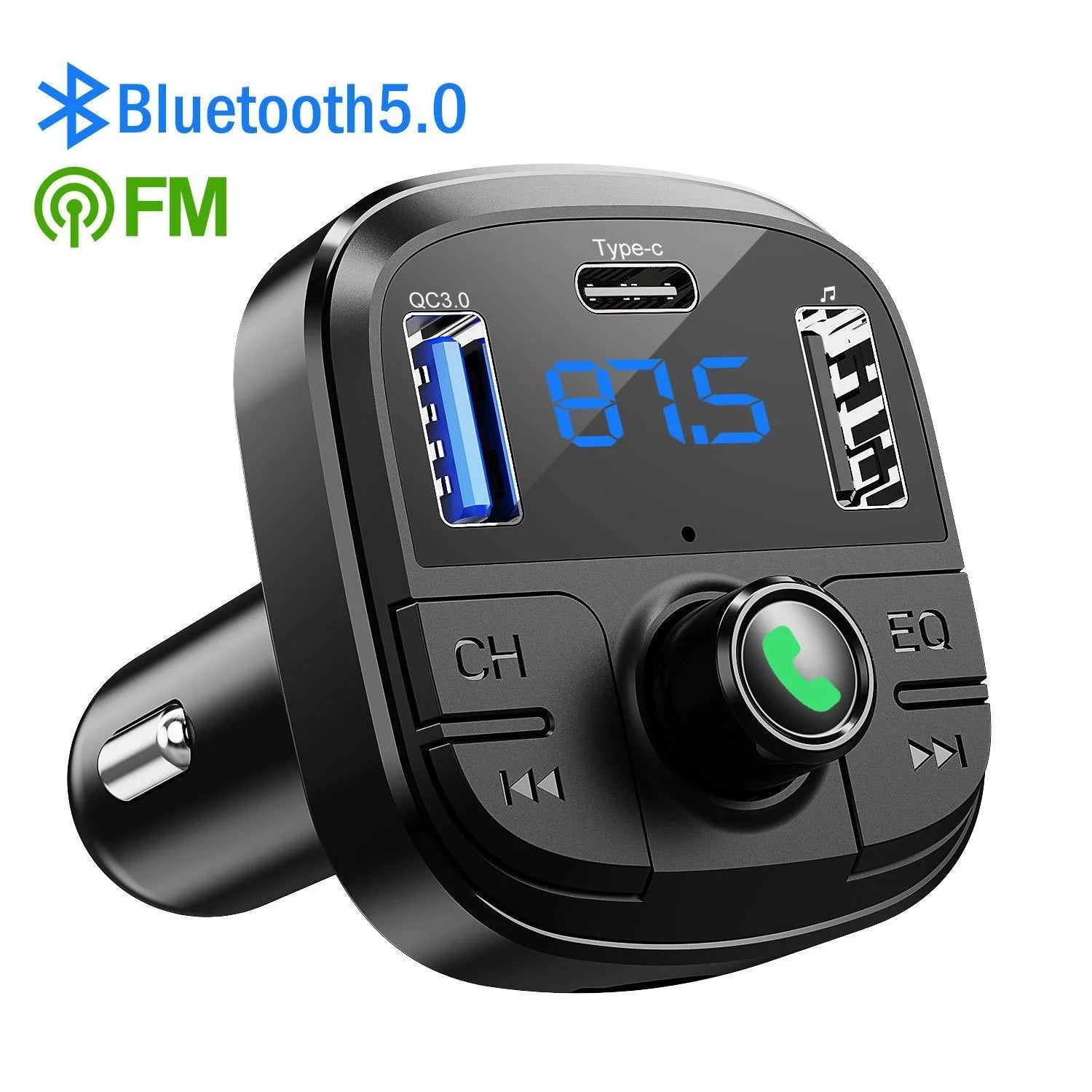 جهاز إرسال FM للسيارة يعمل بتقنية بلوتوث وMP3 - شاحن USB مع مُعدّل FM | Emirazaar الإمارات العربية المتحدة