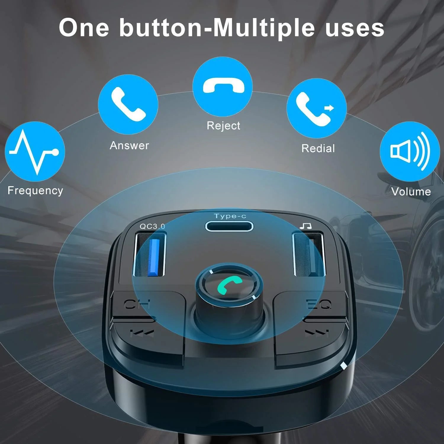 جهاز إرسال FM للسيارة يعمل بتقنية بلوتوث وMP3 - شاحن USB مع مُعدّل FM | Emirazaar الإمارات العربية المتحدة