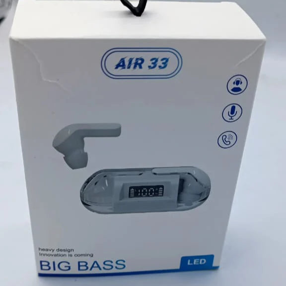 Box of an electronic device with 'AIR 33' branding on a white background