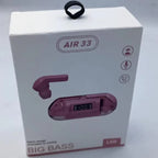 Pink electronic device with 'AIR 33' branding on a white background