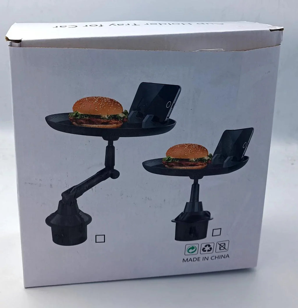 3-in-1 Car Cup Holder Food Tray with Phone Stand – Swivel Design | Emirazaar UAE