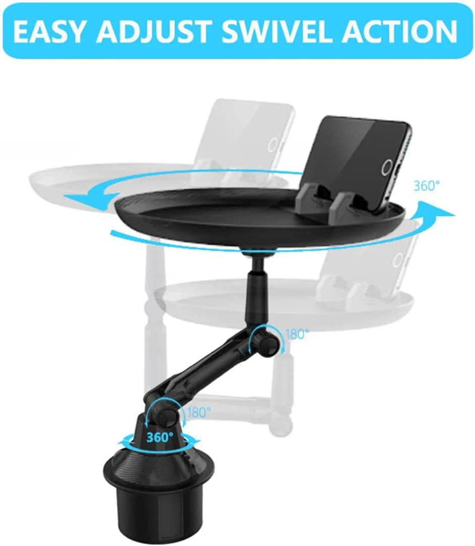 3-in-1 Car Cup Holder Food Tray with Phone Stand – Swivel Design | Emirazaar UAE