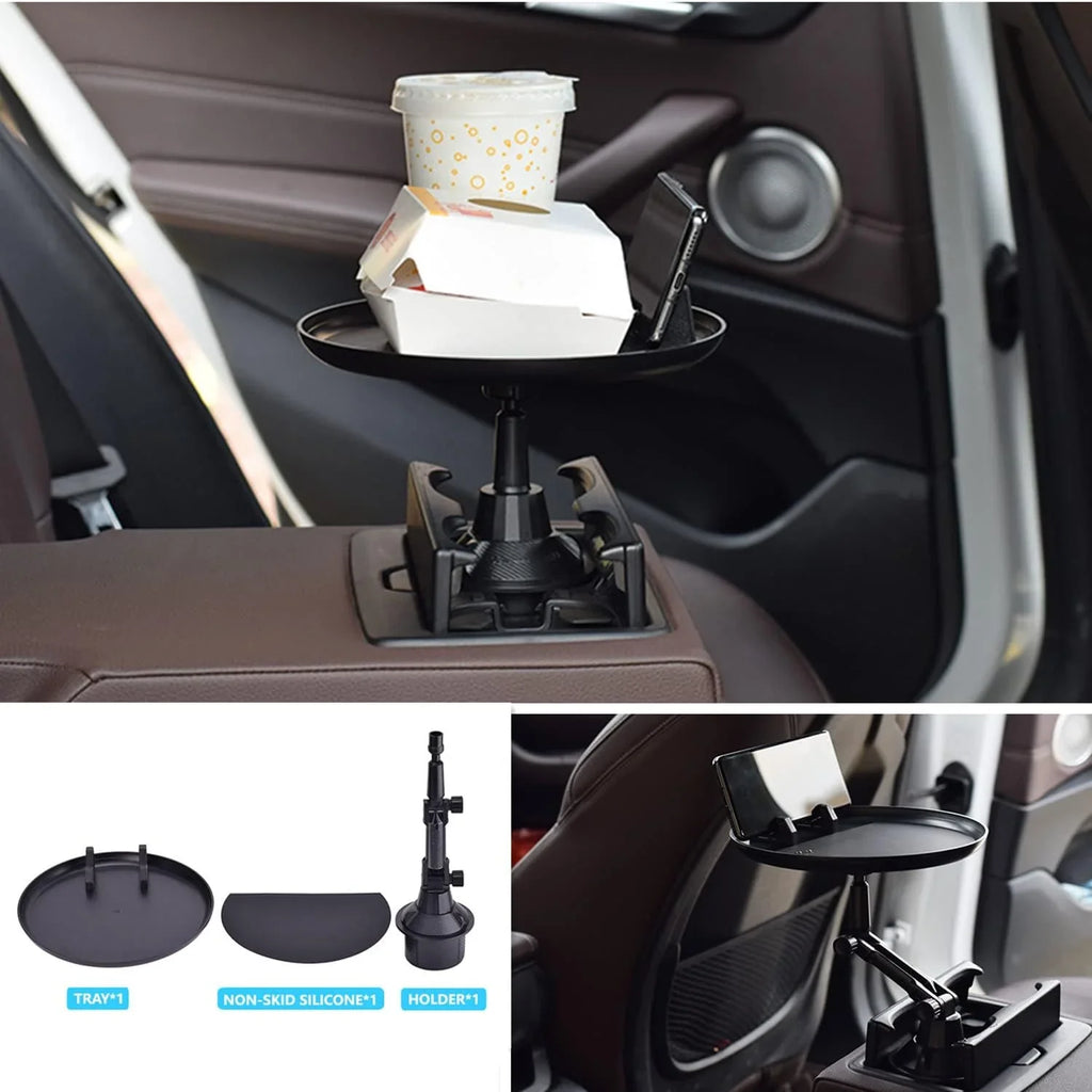 3-in-1 Car Cup Holder Food Tray with Phone Stand – Swivel Design | Emirazaar UAE