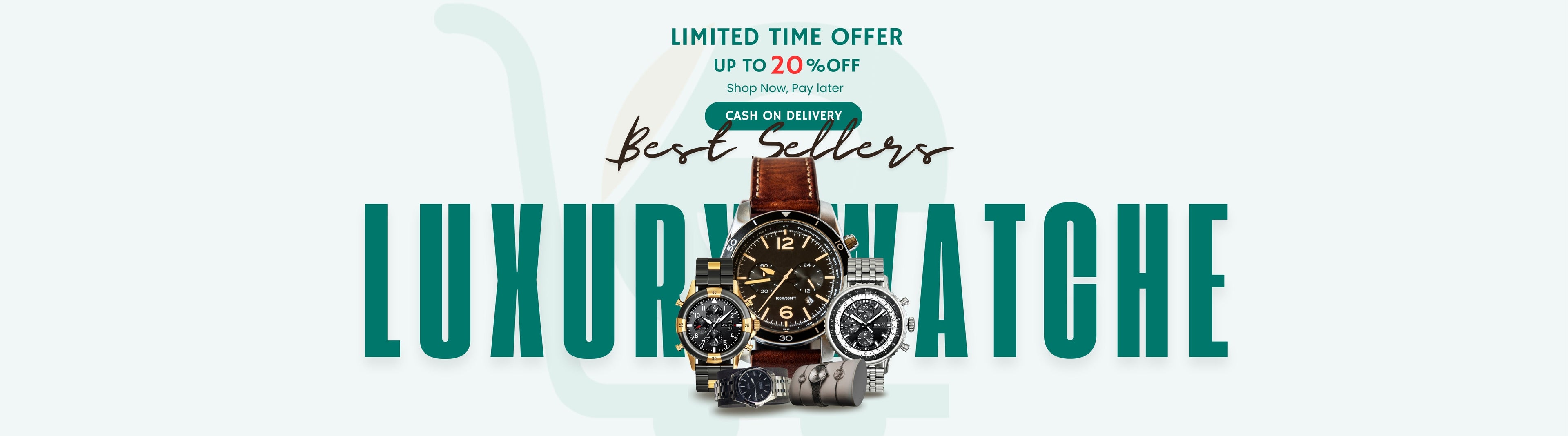 Promotional banner for luxury watches with a limited time offer on a white background