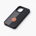 Black phone case with Mercedes-Benz logo on a white background