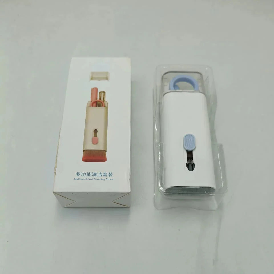 Small electronic device with packaging on a white background