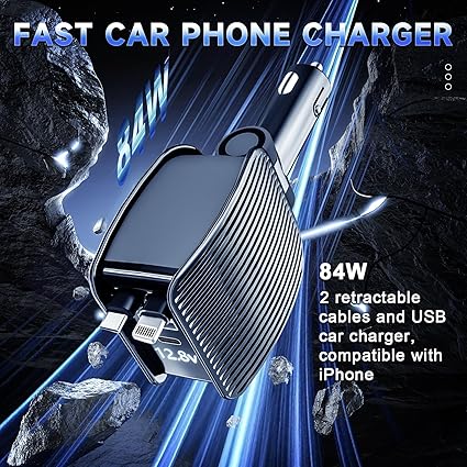 شاحن سيارة قابل للسحب بقوة ٨٤ واط - شحن سريع بمنفذ USB لجميع الأجهزة | إميرازاار الإمارات العربية المتحدة