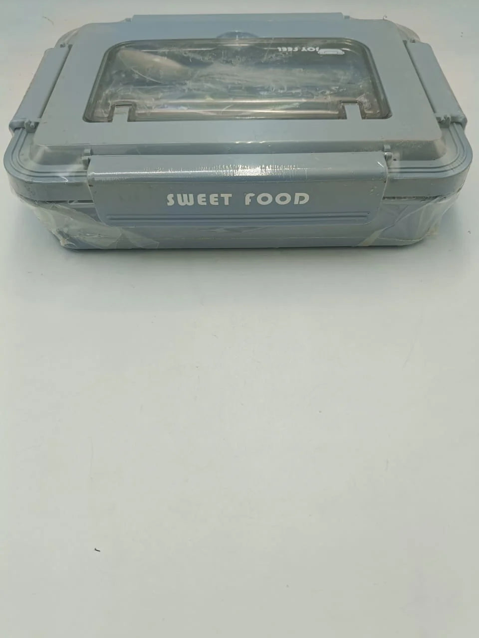 Gray food container with 'SWEET FOOD' text on a white background