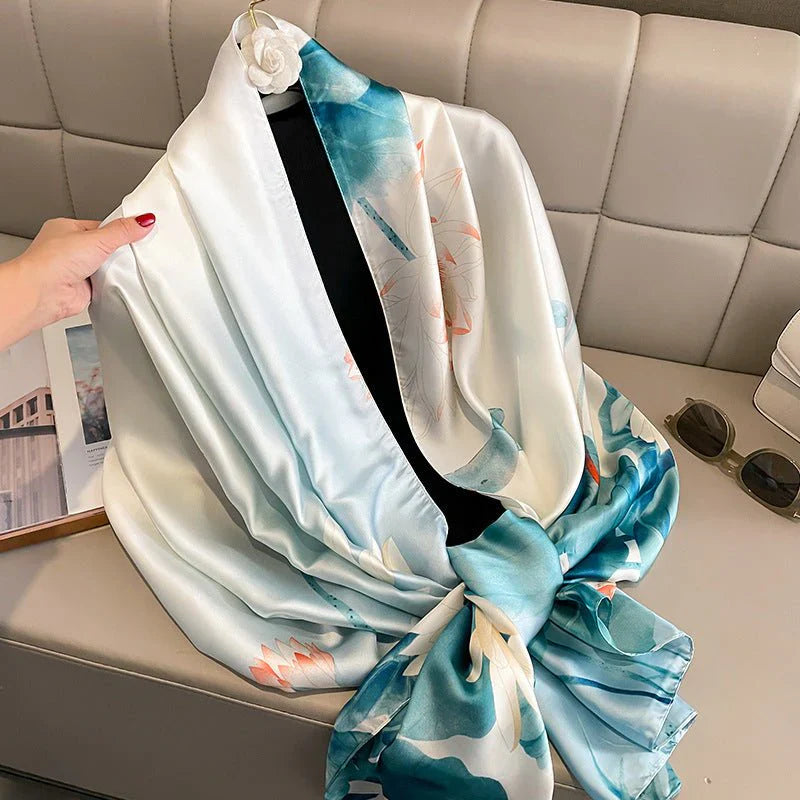 All-Season Warm Silk Scarf – AC Shawl & Beach Wrap | Elegant Lightweight UAE Style