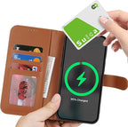 ZHUSE Wallet Wireless Power Bank – Premium Leather Magnetic Charger Wallet (Brown & Black Edition)